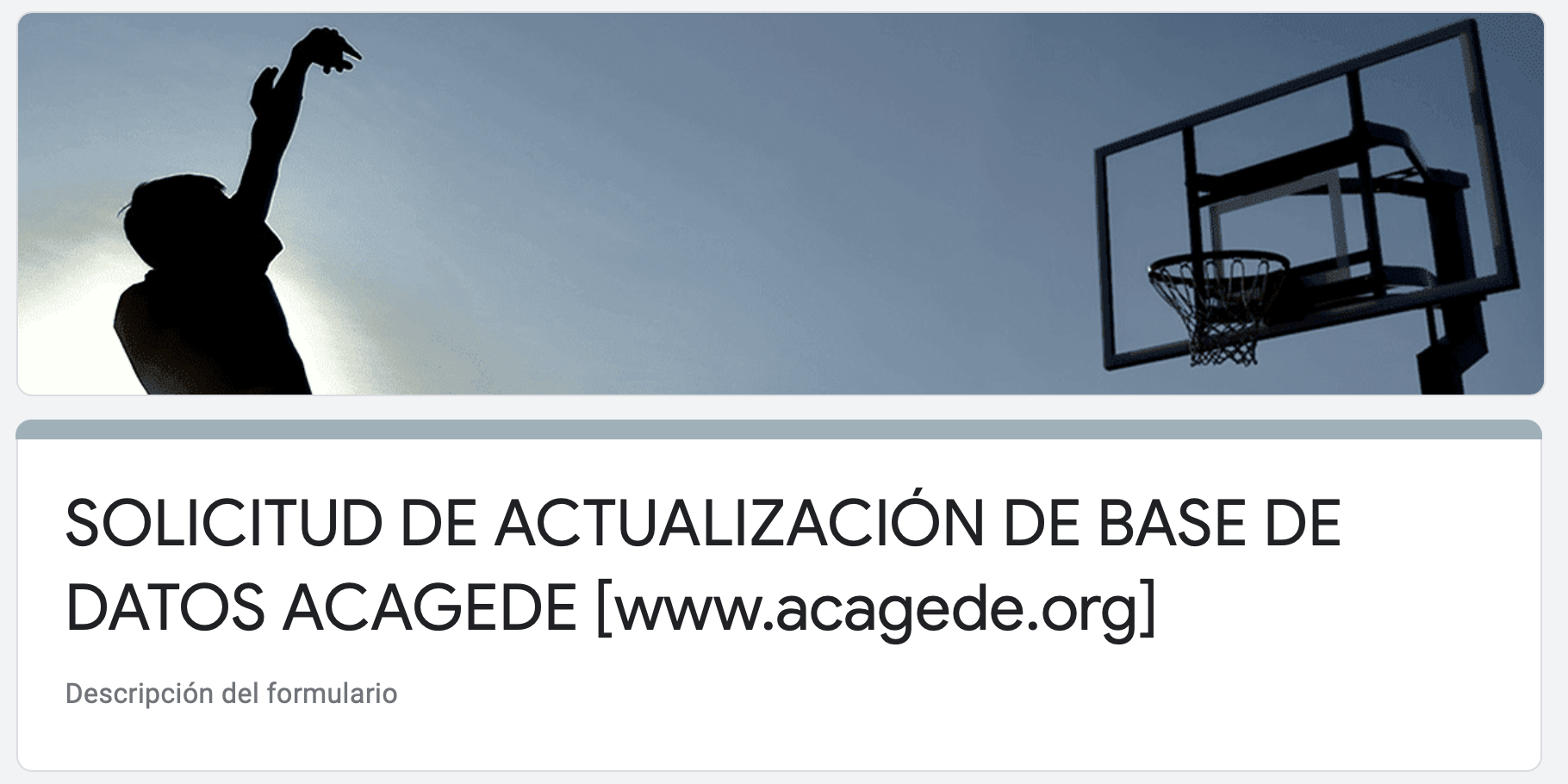 Actualización de BASE DE DATOS ACAGEDE